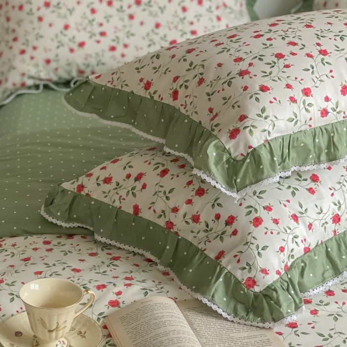 91家纺网 家纺一手货源 找家纺 棉生活 2022新款韩系花边碎花四件套 法尔曼