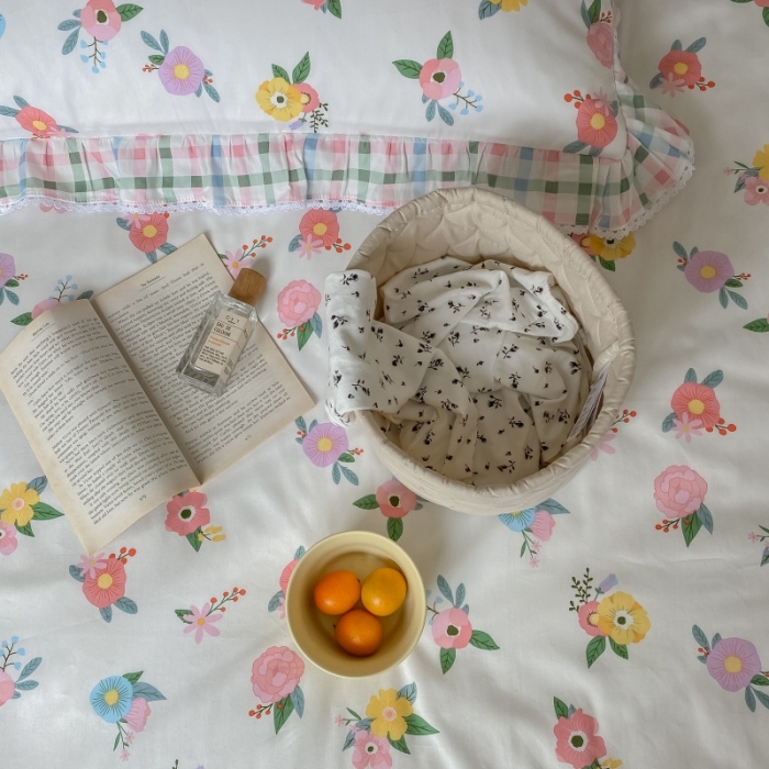 91家纺网 家纺一手货源 找家纺 棉生活 2022新款韩系花边碎花四件套 你的花香