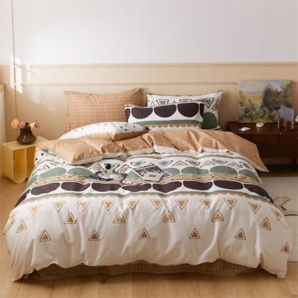 91家纺网 家纺一手货源 找家纺 （总）仟网汇 2021新款春夏简约几何全棉四件套