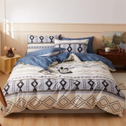 91家纺网 家纺一手货源 找家纺 （总）仟网汇 2021新款春夏简约几何全棉四件套