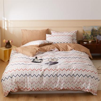 91家纺网 家纺一手货源 找家纺 （总）仟网汇 2021新款春夏简约几何全棉四件套