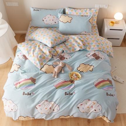 91家纺网 家纺一手货源 找家纺 仟网汇 2021新款小清新卡通全棉四件套 阿萌家