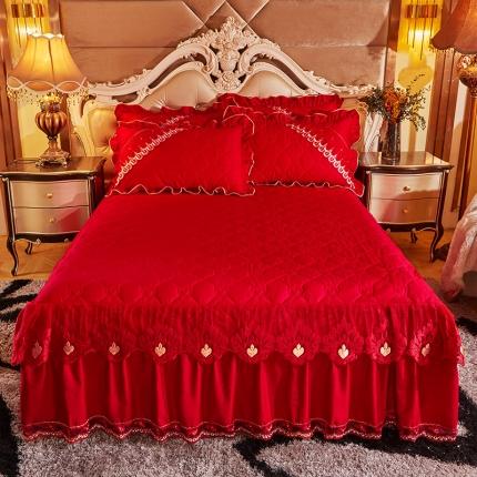 91家纺网 家纺一手货源 找家纺 宜凡家纺 2021新款锦绣系列床裙三件套 喜气生辉