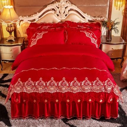 91家纺网 家纺一手货源 找家纺 宜凡家纺 2021新款锦绣系列床裙四件套 良辰美景