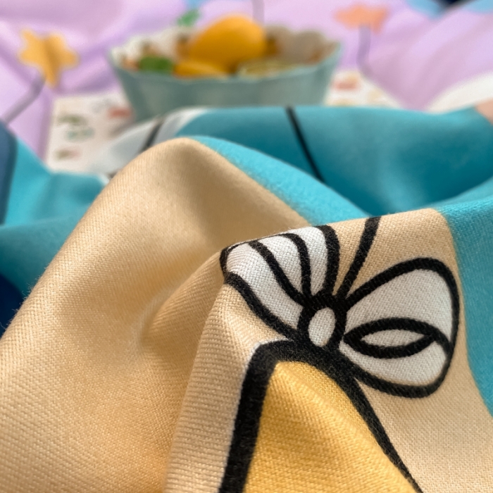 91家纺网 家纺一手货源 找家纺 上尚居 2024新款小清新韩版花边磨毛四件套水洗棉 晚安-蓝