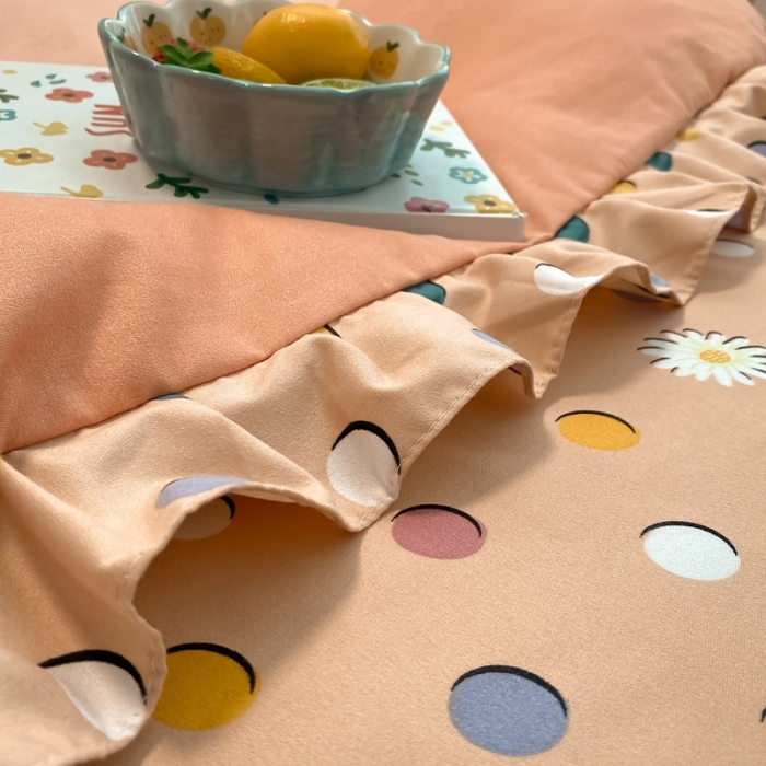 91家纺网 家纺一手货源 找家纺 上尚居 2024新款小清新韩版花边磨毛四件套水洗棉 晚安-蓝