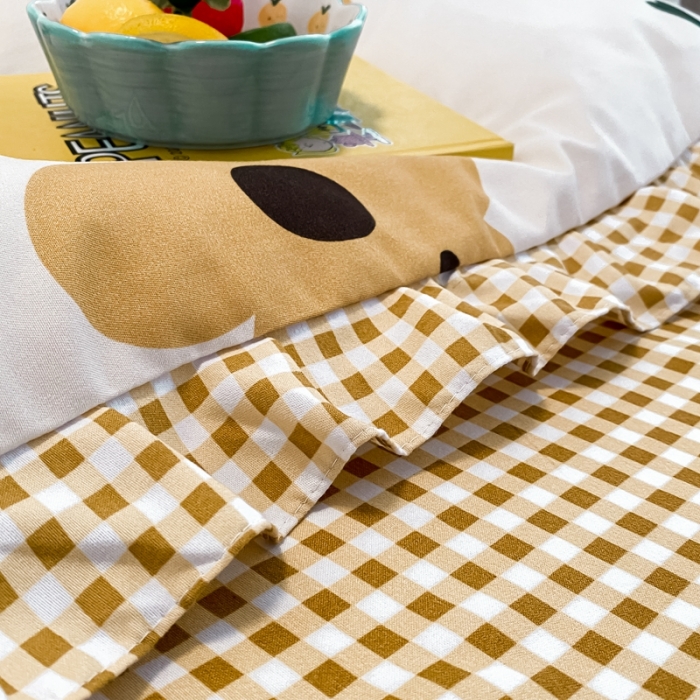 91家纺网 家纺一手货源 找家纺 上尚居2024新款小清新韩版花边磨毛四件套水洗棉筱梦提香-米