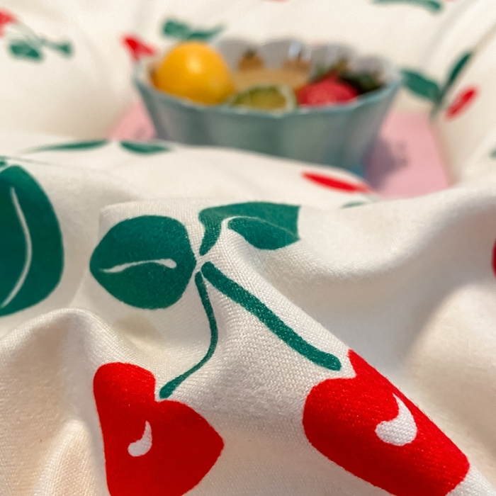 91家纺网 家纺一手货源 找家纺 上尚居 2024新款小清新韩版花边磨毛四件套水洗棉 樱桃-米