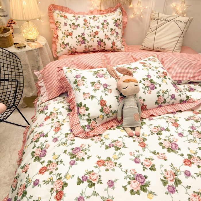 91家纺网 家纺一手货源 找家纺 HL原创 2021新款13372全棉韩版花卉四件套 摇曳