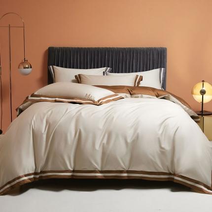 91家纺网 家纺一手货源 找家纺 （总）爱缦 2021新款简系列100支长绒棉奥棉四件套棚拍图