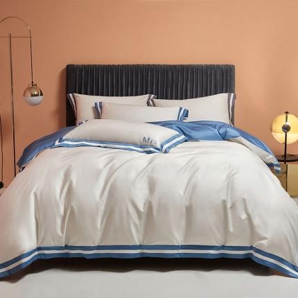 91家纺网 家纺一手货源 找家纺 （总）爱缦 2021新款简系列100支长绒棉奥棉四件套棚拍图