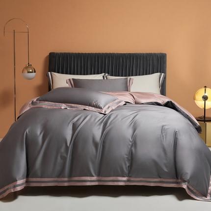 91家纺网 家纺一手货源 找家纺 （总）爱缦 2021新款简系列100支长绒棉奥棉四件套棚拍图