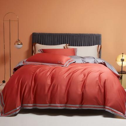 91家纺网 家纺一手货源 找家纺 （总）爱缦 2021新款简系列100支长绒棉奥棉四件套棚拍图