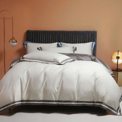 91家纺网 家纺一手货源 找家纺 （总）爱缦 2021新款简系列100支长绒棉奥棉四件套棚拍图