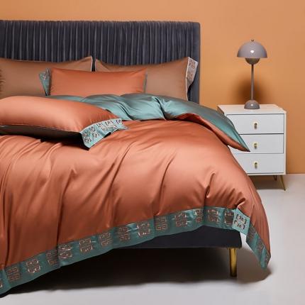 91家纺网 家纺一手货源 找家纺 （总）爱缦 2021新款宫系列100支长绒棉奥棉四件套棚拍图