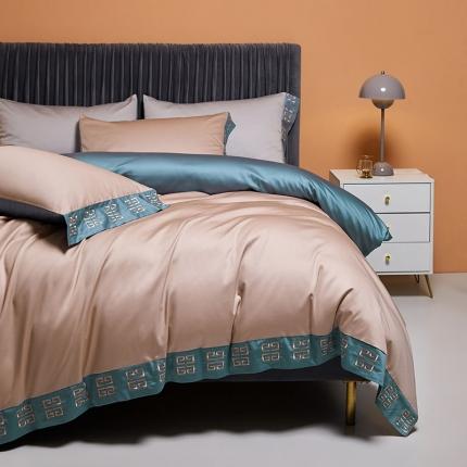 91家纺网 家纺一手货源 找家纺 （总）爱缦 2021新款宫系列100支长绒棉奥棉四件套棚拍图