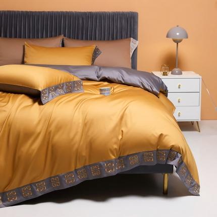 91家纺网 家纺一手货源 找家纺 （总）爱缦 2021新款宫系列100支长绒棉奥棉四件套棚拍图