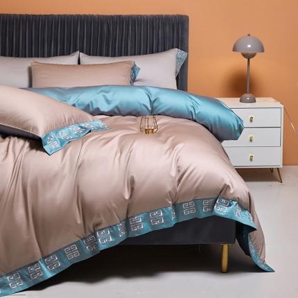 91家纺网 家纺一手货源 找家纺 （总）爱缦 2021新款宫系列100支长绒棉奥棉四件套棚拍图