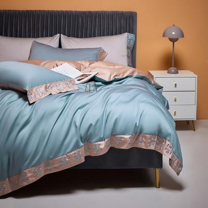 爱缦2021宫系列100支长绒棉奥棉四件套棚拍图灰蓝黎莎棕