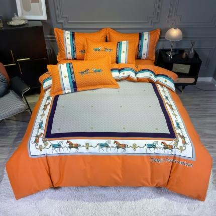 91家纺网 家纺一手货源 找家纺 （总）金爱家 2021新款大版磨毛条格简约四件套