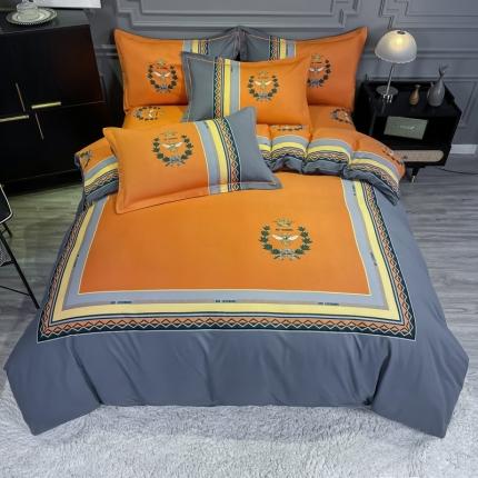 91家纺网 家纺一手货源 找家纺 （总）金爱家 2021新款大版磨毛条格简约四件套