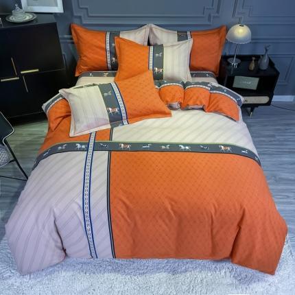 91家纺网 家纺一手货源 找家纺 （总）金爱家 2021新款大版磨毛条格简约四件套