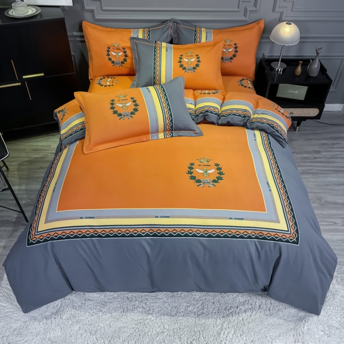 91家纺网 家纺一手货源 找家纺 金爱家 2021新款大版磨毛条格简约四件套 梵尔赛