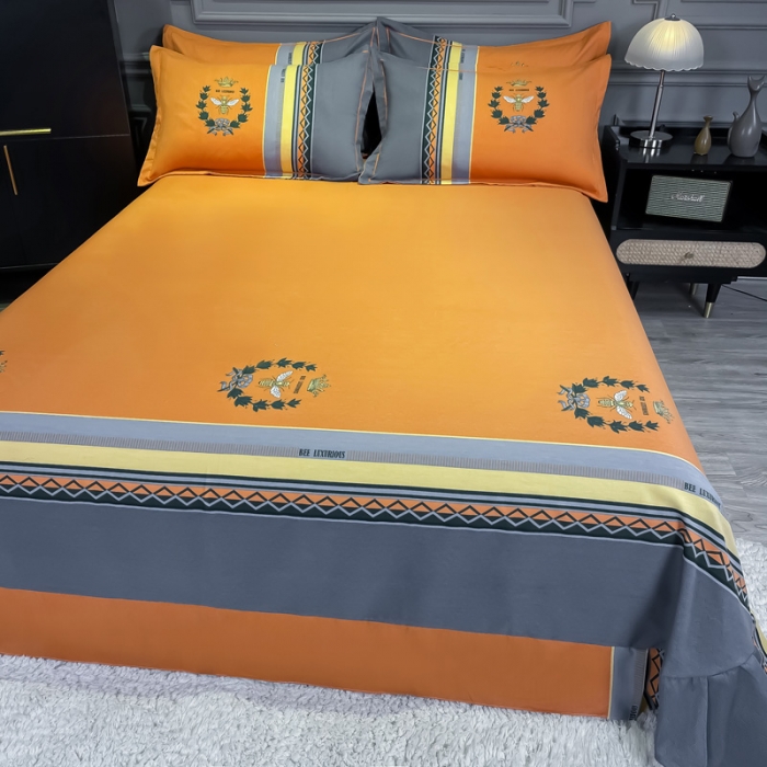 91家纺网 家纺一手货源 找家纺 金爱家 2021新款大版磨毛条格简约四件套 梵尔赛