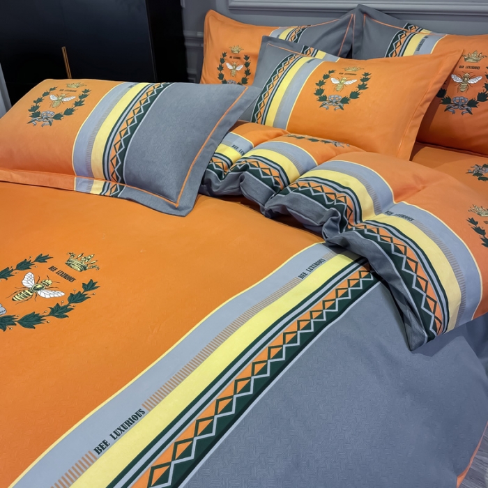 91家纺网 家纺一手货源 找家纺 金爱家 2021新款大版磨毛条格简约四件套 梵尔赛