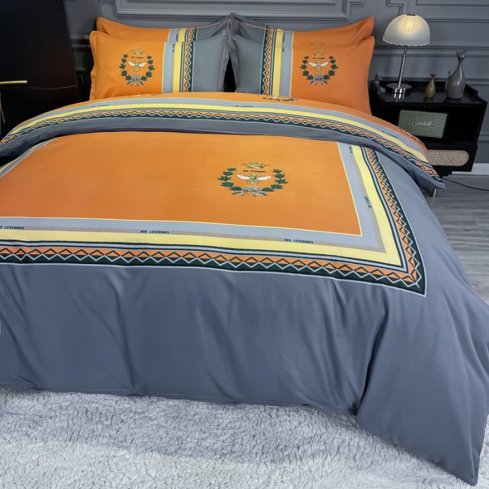 91家纺网 家纺一手货源 找家纺 金爱家 2021新款大版磨毛条格简约四件套 梵尔赛