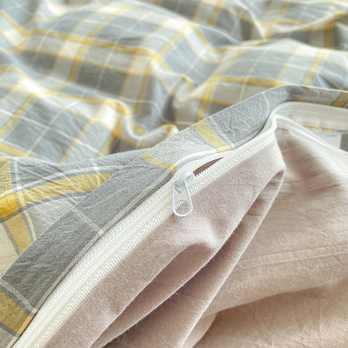 91家纺网 家纺一手货源 找家纺 蓝巢 2021新款全棉色织水洗棉四件套 保罗灰