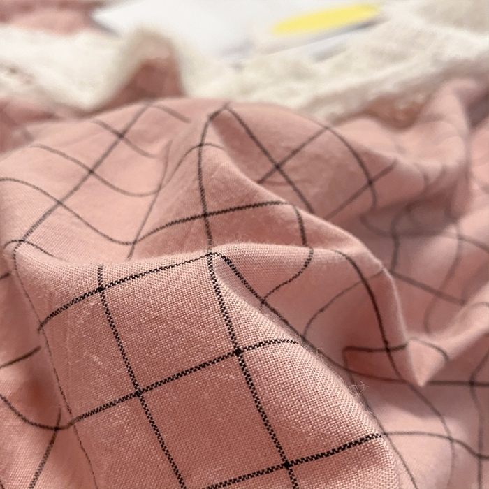 91家纺网 家纺一手货源 找家纺 蓝巢 2021新款全棉色织水洗棉四件套 丁香粉格