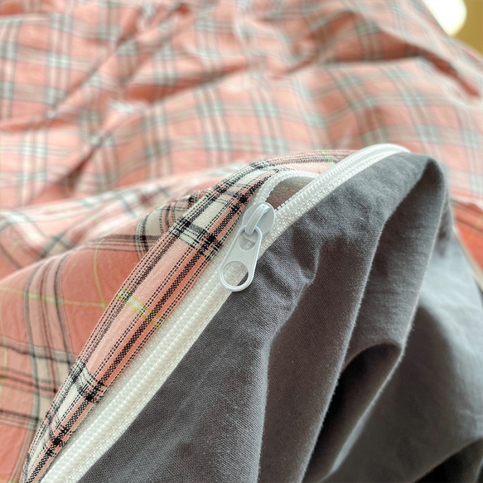 91家纺网 家纺一手货源 找家纺 蓝巢 2021新款全棉色织水洗棉四件套 慢调时光粉