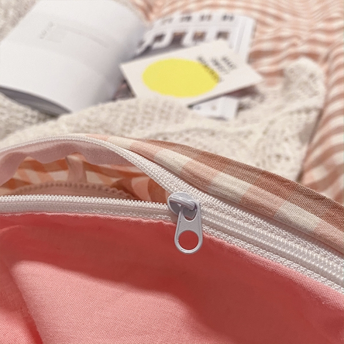 91家纺网 家纺一手货源 找家纺 蓝巢 2021新款全棉色织水洗棉四件套 蜜粉格