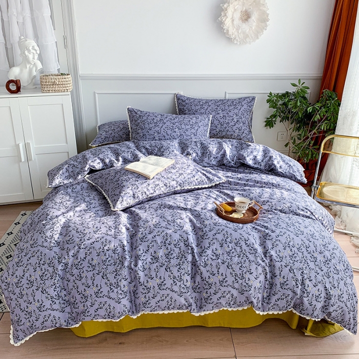 91家纺网 家纺一手货源 找家纺 澳萝拉 2021新款全棉小花边四件套 满月