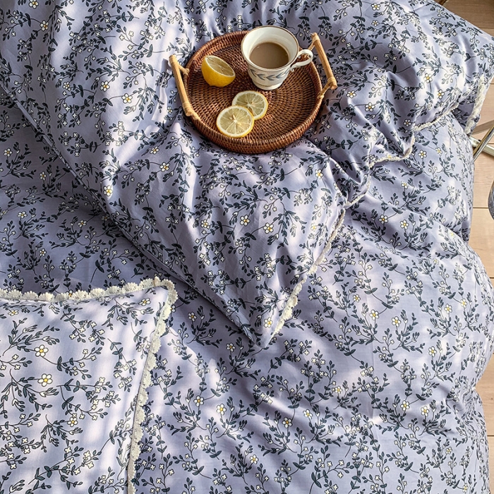 91家纺网 家纺一手货源 找家纺 澳萝拉 2021新款全棉小花边四件套 满月