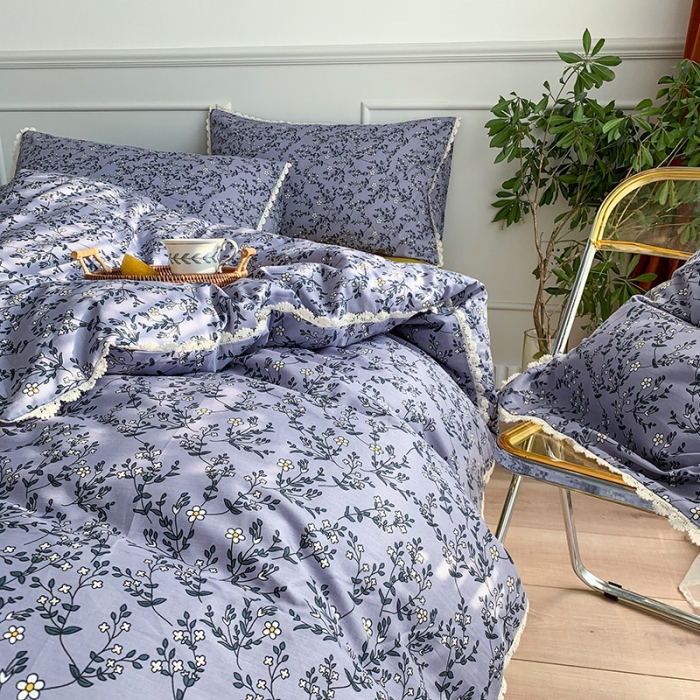 91家纺网 家纺一手货源 找家纺 澳萝拉 2021新款全棉小花边四件套 满月