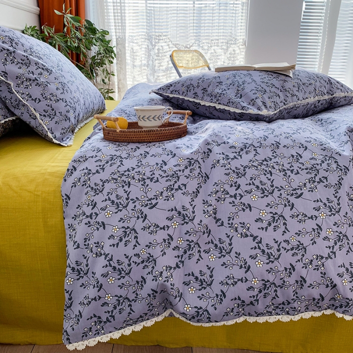 91家纺网 家纺一手货源 找家纺 澳萝拉 2021新款全棉小花边四件套 满月