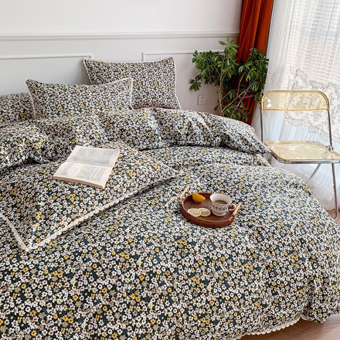 91家纺网 家纺一手货源 找家纺 澳萝拉 2021新款全棉小花边四件套 日出