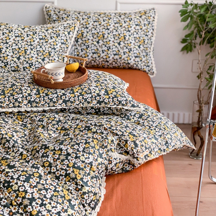 91家纺网 家纺一手货源 找家纺 澳萝拉 2021新款全棉小花边四件套 日出