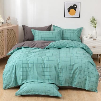 91家纺网 家纺一手货源 找家纺 星期三 2021新款5月新花型全棉四件套（加老板微信有会员价） 格调-绿