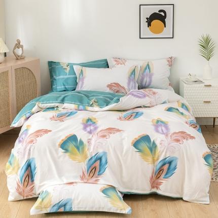 91家纺网 家纺一手货源 找家纺 星期三 2021新款5月新花型全棉四件套（加老板微信有会员价） 羽叶