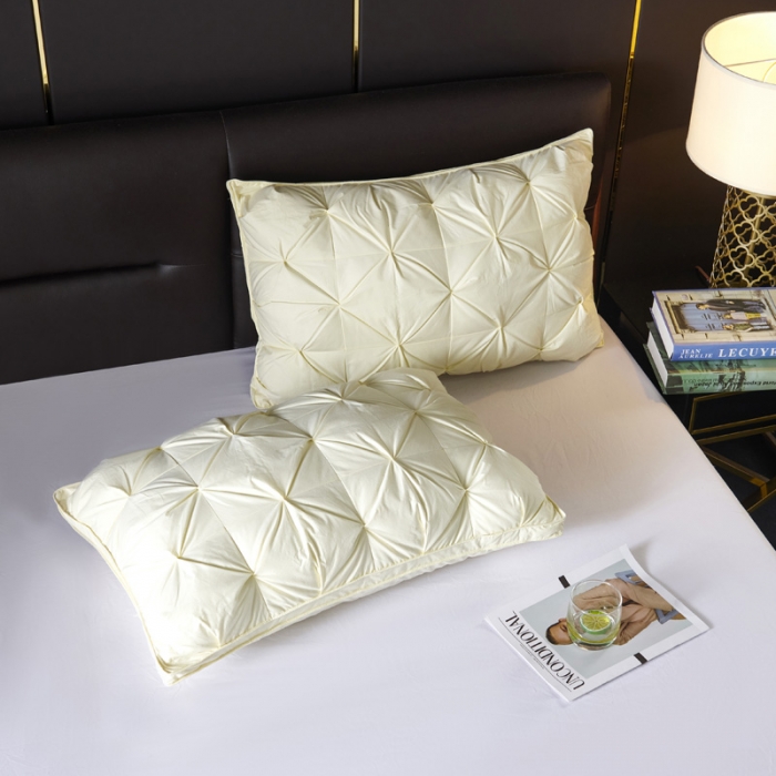 91家纺网 家纺一手货源 找家纺 缔莱 2022新款扭花羽绒枕48*74cm/一只 黄色