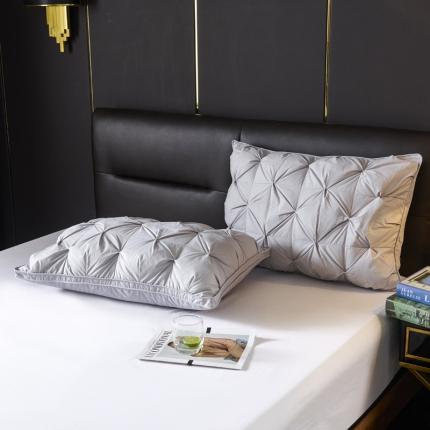 缔莱 2022新款扭花羽绒枕48*74cm/一只 灰色