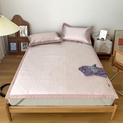 91家纺网 家纺一手货源 找家纺 时年 2021新款水洗提花冰丝凉席养生席 席纹-粉