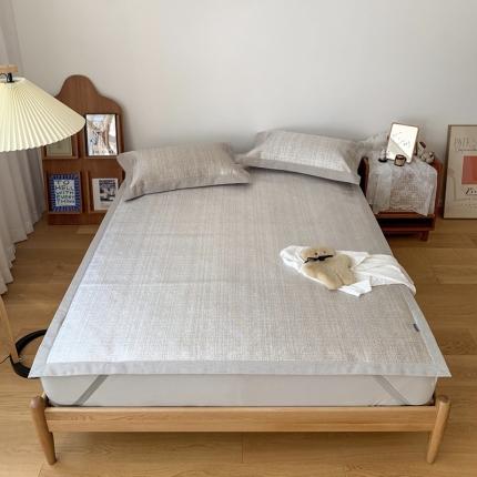 91家纺网 家纺一手货源 找家纺 时年 2021新款水洗提花冰丝凉席养生席 席纹-灰