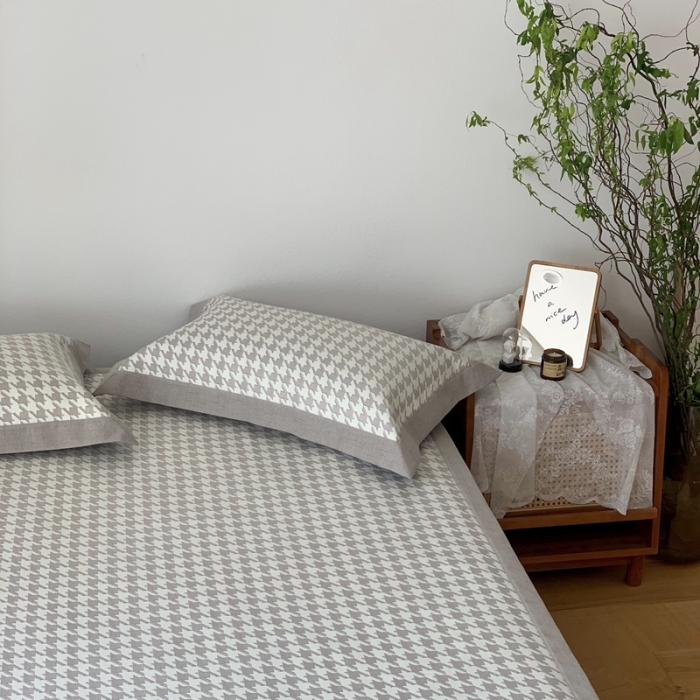 91家纺网 家纺一手货源 找家纺 时年 2021新款水洗提花冰丝凉席养生席 千鸟格-米咖