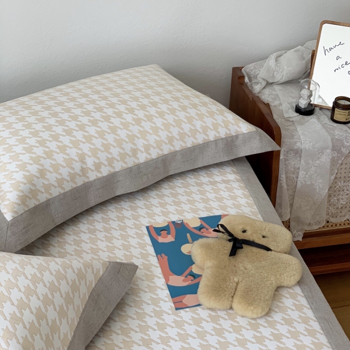 91家纺网 家纺一手货源 找家纺 时年 2021新款水洗提花冰丝凉席养生席 千鸟格-奶黄