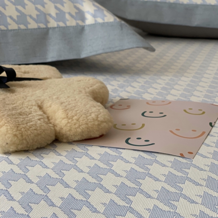 91家纺网 家纺一手货源 找家纺 时年 2021新款水洗提花冰丝凉席养生席 千鸟格-天蓝