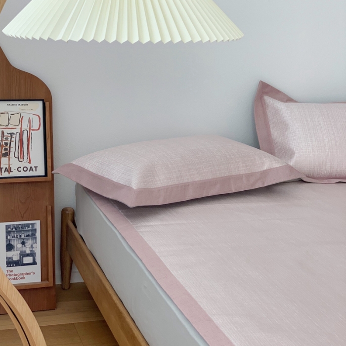 91家纺网 家纺一手货源 找家纺 时年 2021新款水洗提花冰丝凉席养生席 席纹-粉